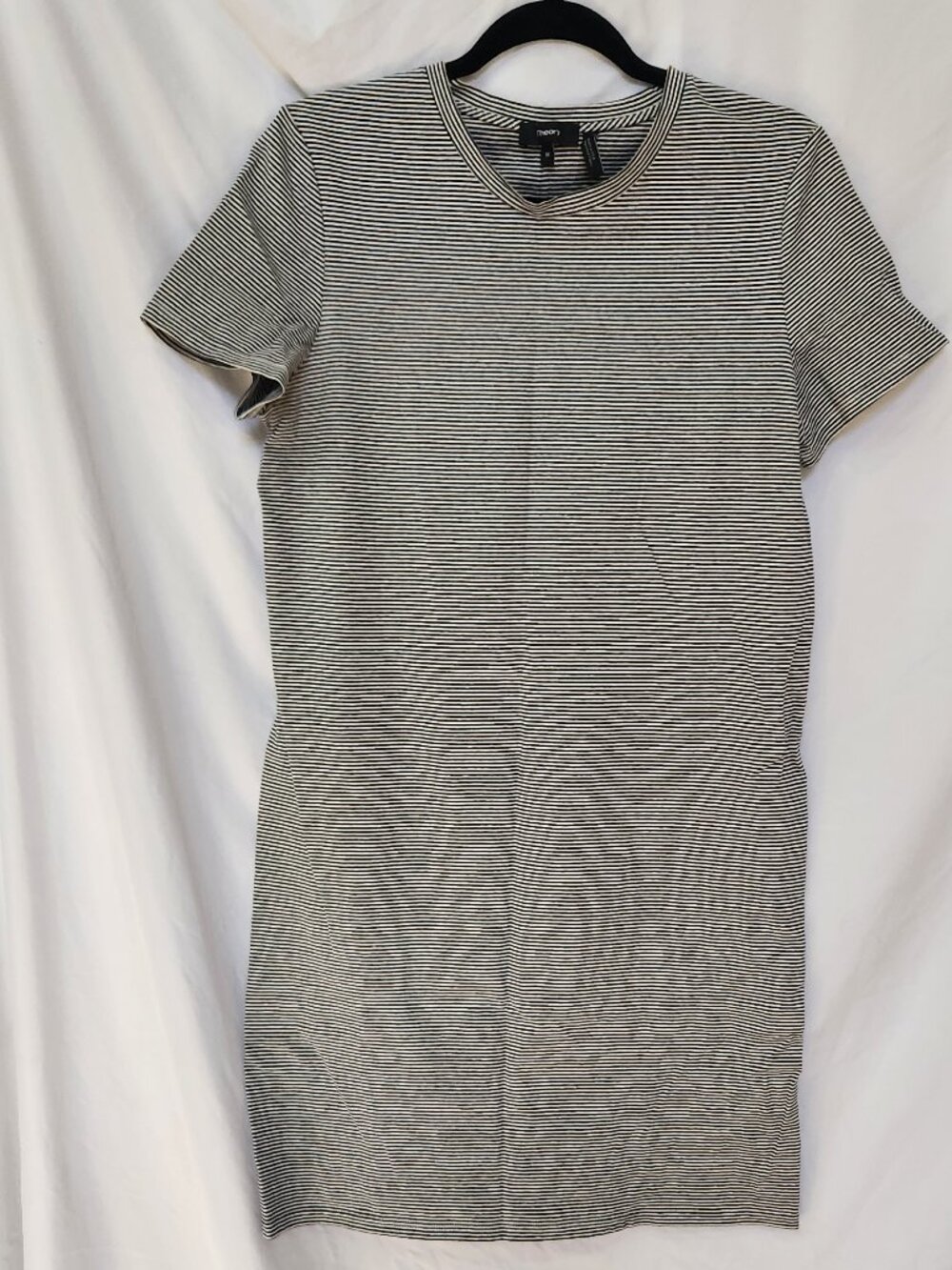 Theory short sleeve navy and white pinstripe shirt dress, M